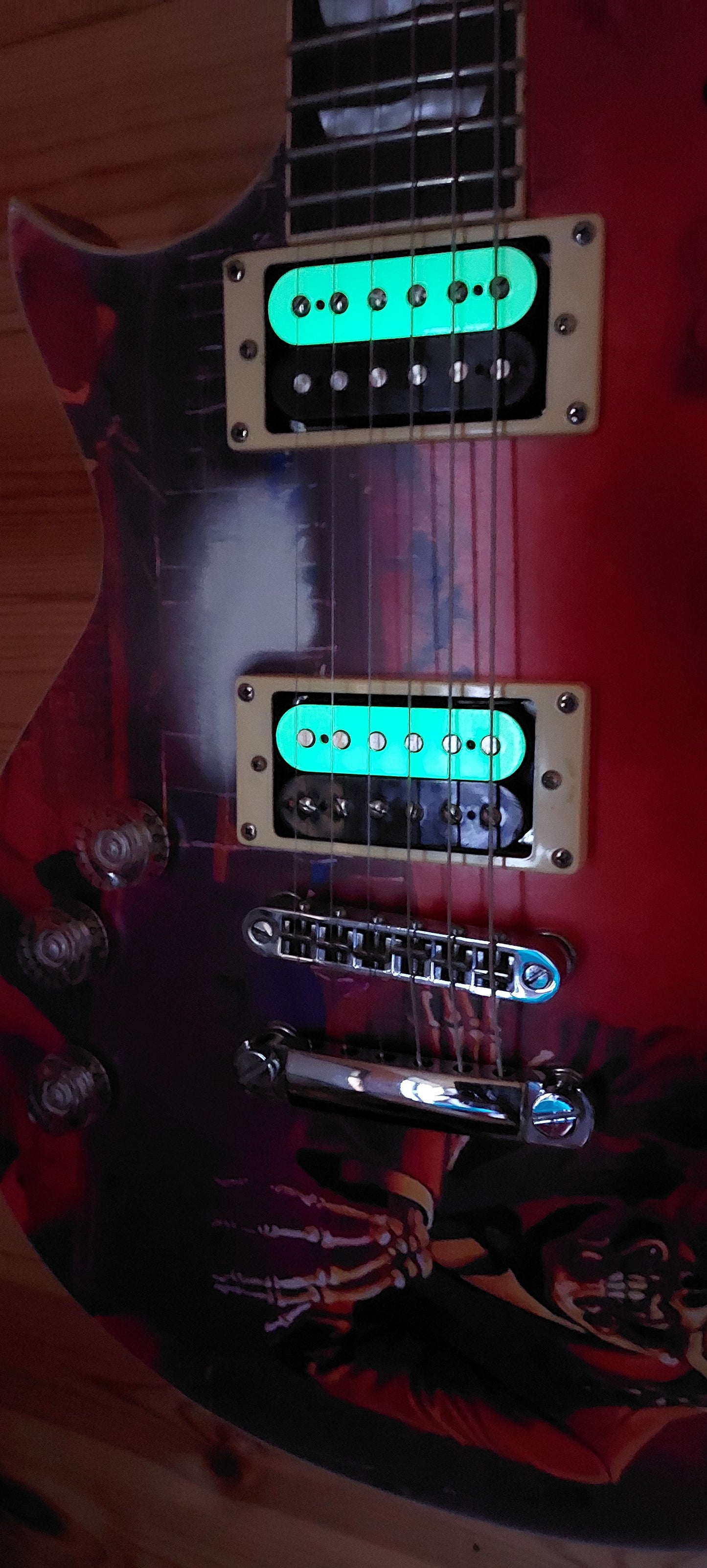 Luminous Guitar Pickup Inlay Decal Stickers. Glow in the Dark Vinyl ,7 Sets.