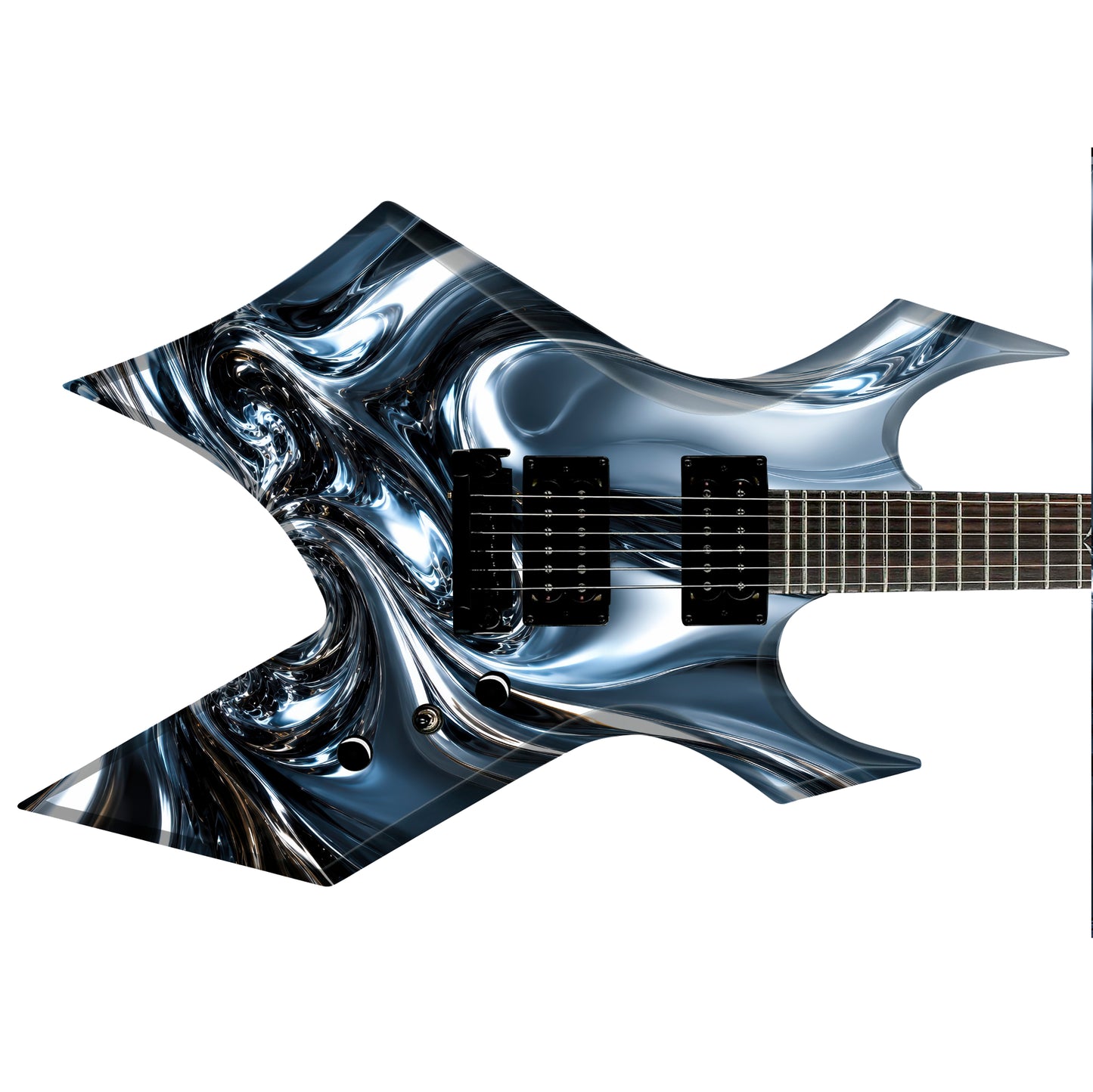 Custom Guitar Wrap The Liquid Metal Airlease Laminated Vinyl Print for Guitars or Bass