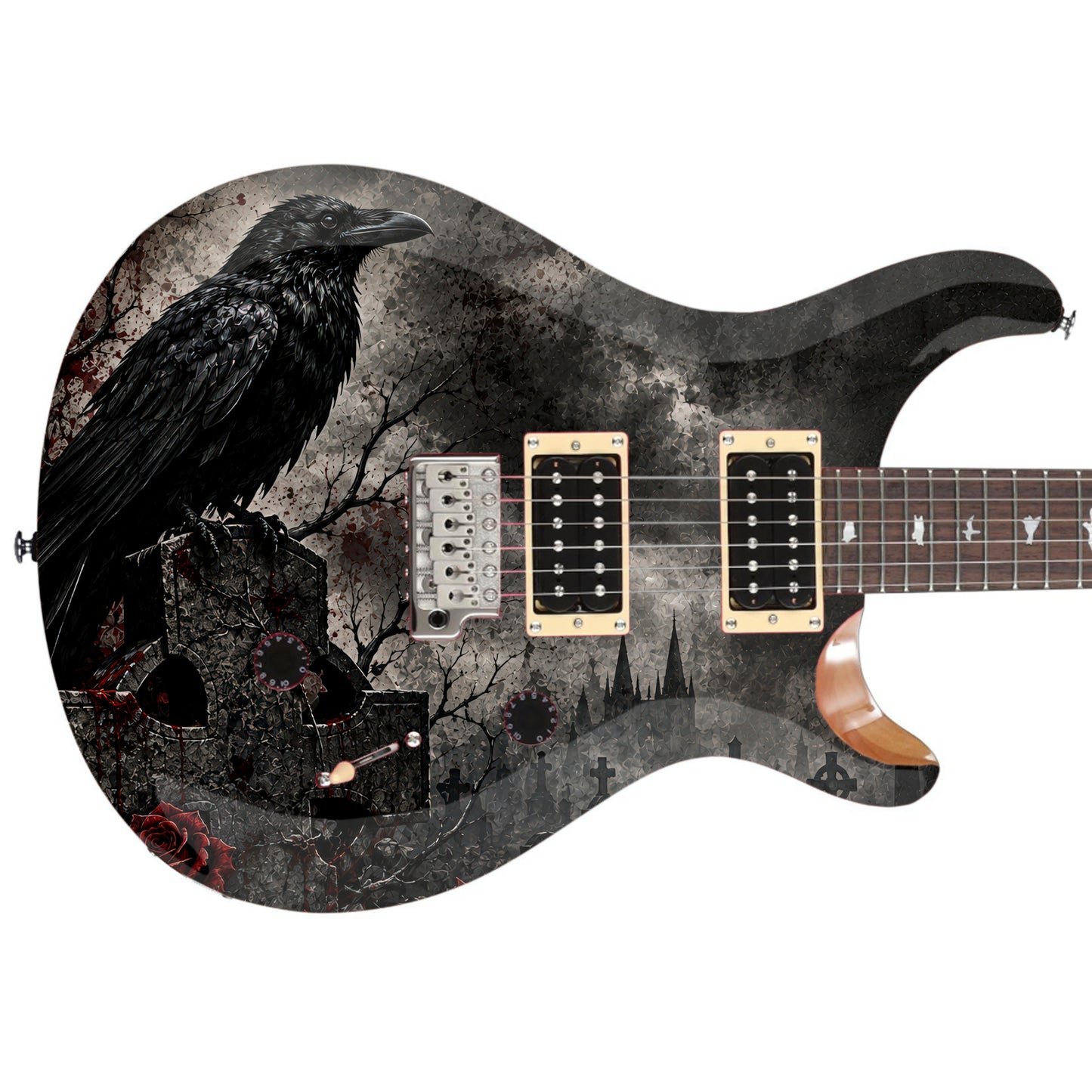 Custom Guitar Skin Wrap The Crow Laminated Airlease Vinyl Print for Guitars or Bass