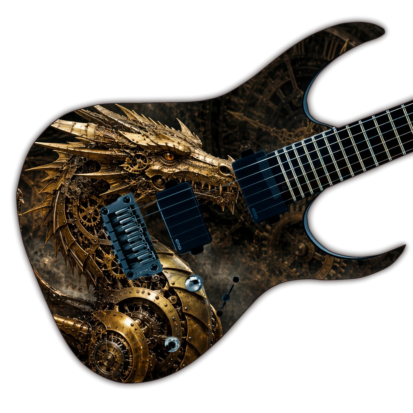 Custom Guitar Wrap The Steampunk Dragon Vinyl Print for Guitars or Bass