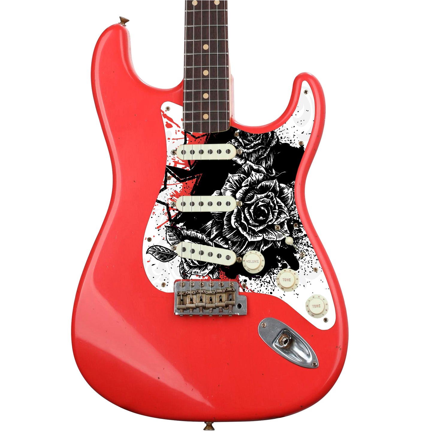 Guitar Custom PickGuard Sticker Skins. Customise your own existing Pickguard, Headstock, Tremolo Cover plate. The Roses PK16