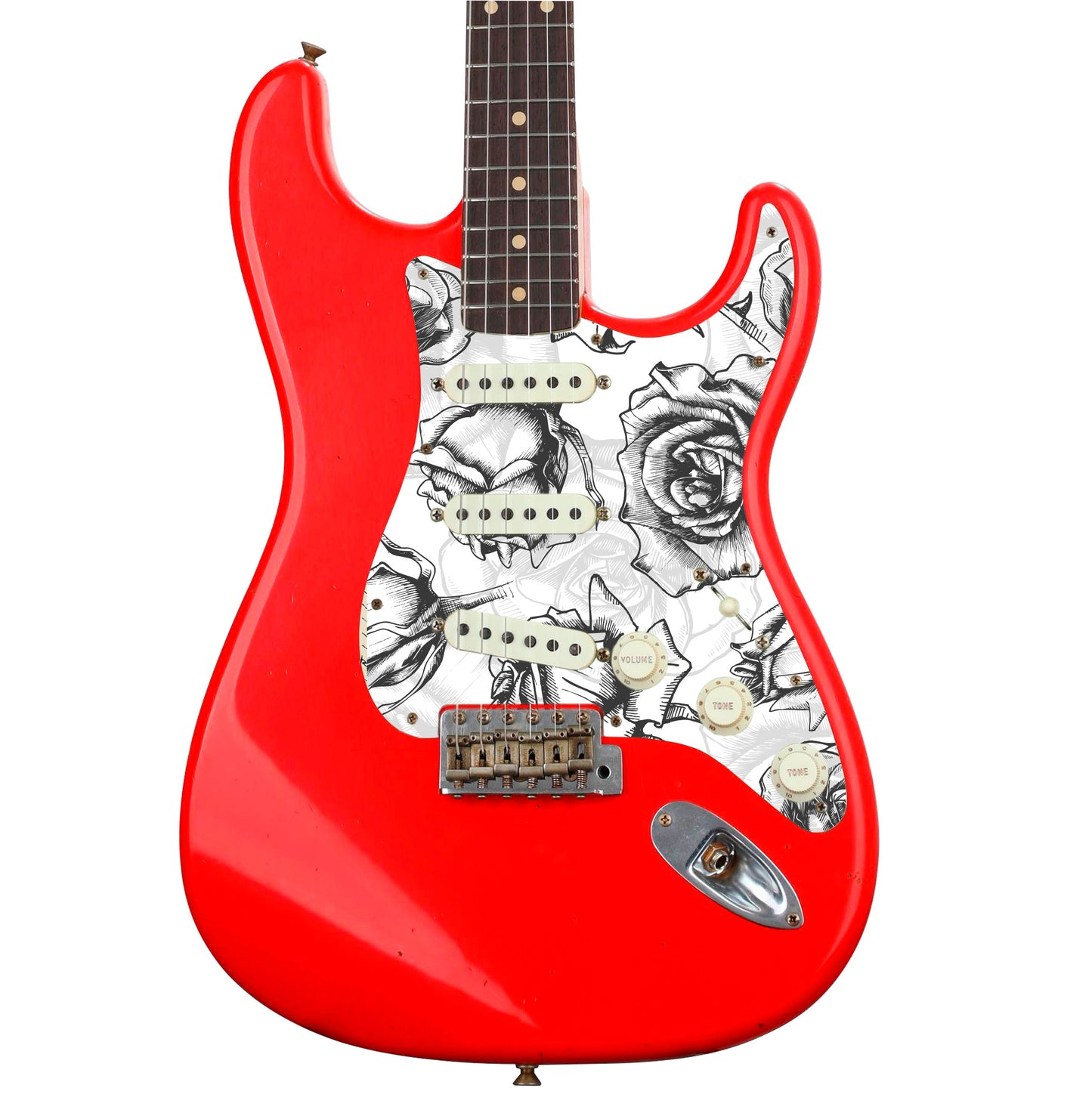 Guitar Custom PickGuard Sticker Skins. Customise your own existing Pickguard, Headstock, Tremolo Cover plate. The Roses PK13