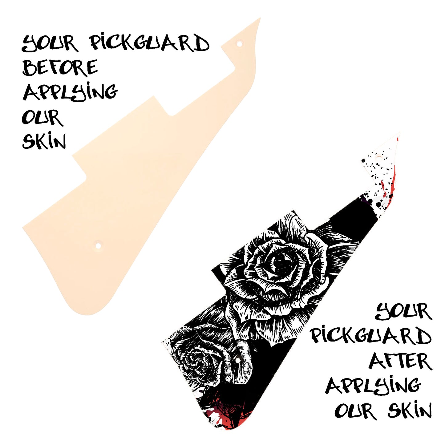 Guitar Custom PickGuard Sticker Skins. Customise your own existing Pickguard, Headstock, Tremolo Cover plate. The Roses PK16