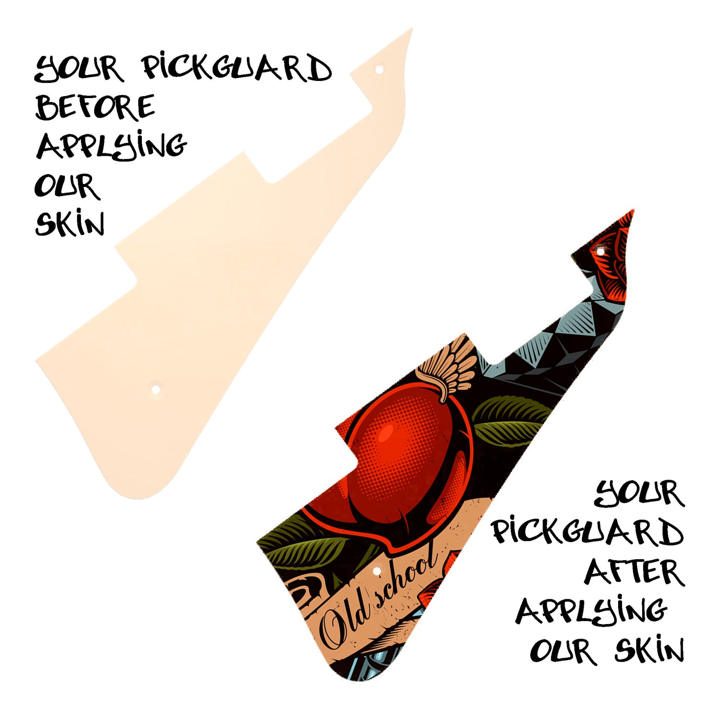 Guitar Custom PickGuard Sticker Skins. Customise your own existing Pickguard, Headstock, Tremolo Cover plate. The Roses PK15