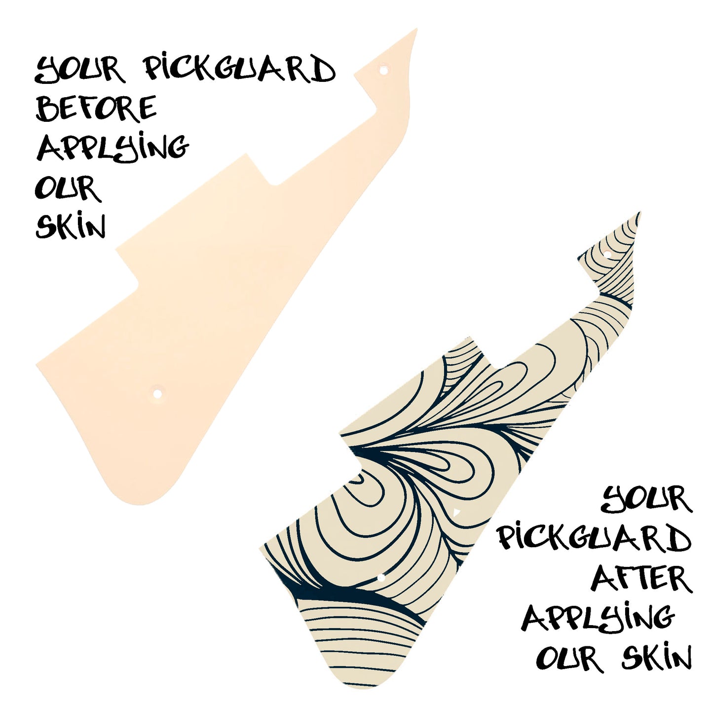 Guitar Custom PickGuard Sticker Skins. Customise your own existing Pickguard, Headstock, Tremolo Cover plate. The Swirls PK09