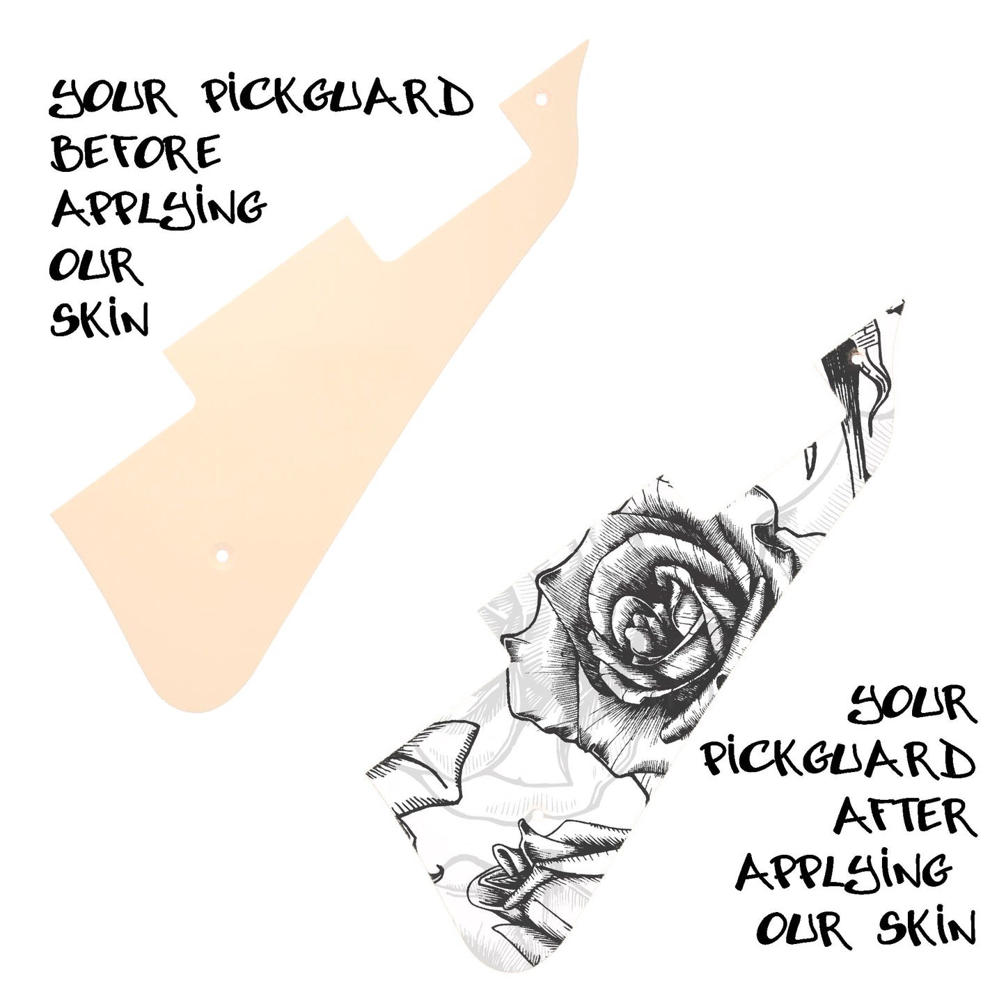Guitar Custom PickGuard Sticker Skins. Customise your own existing Pickguard, Headstock, Tremolo Cover plate. The Roses PK13