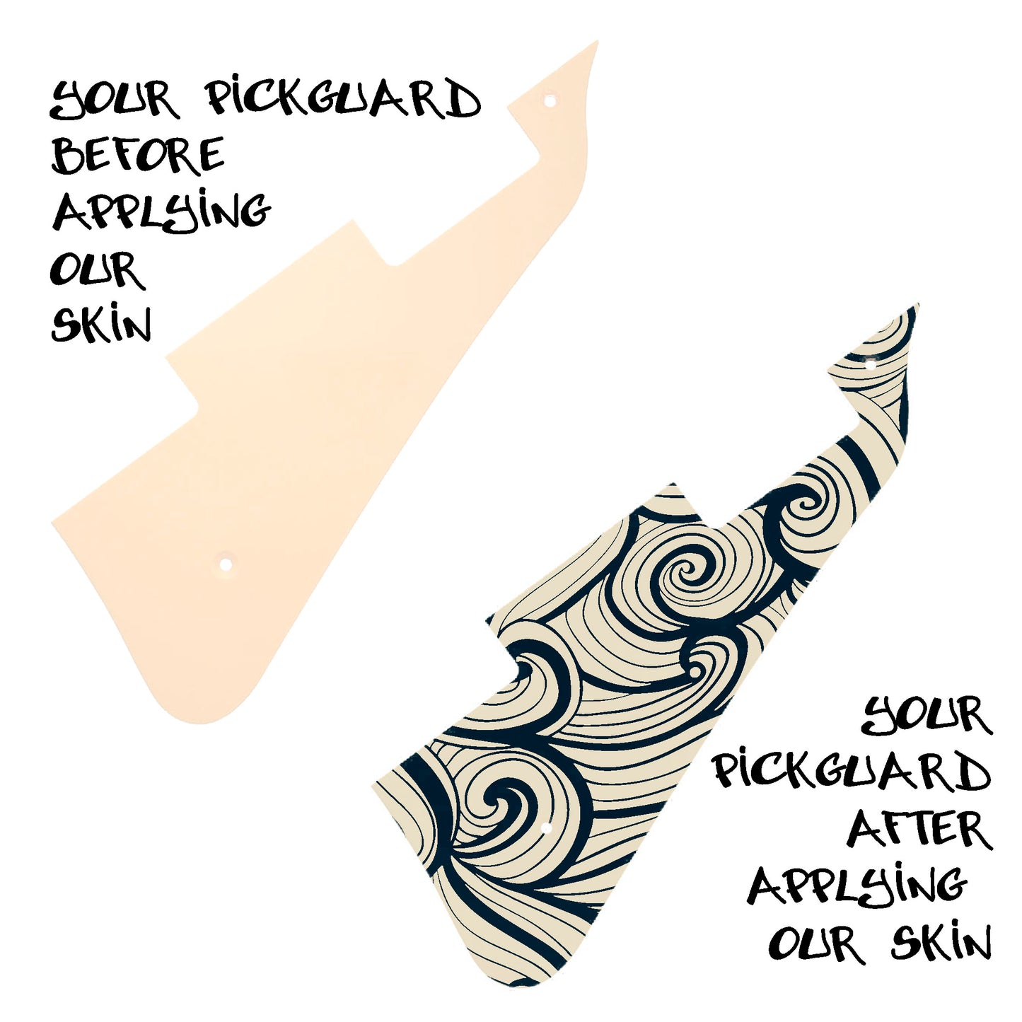Guitar Custom PickGuard Sticker Skins. Customise your own existing Pickguard, Headstock, Tremolo Cover plate. The Swirls PK11