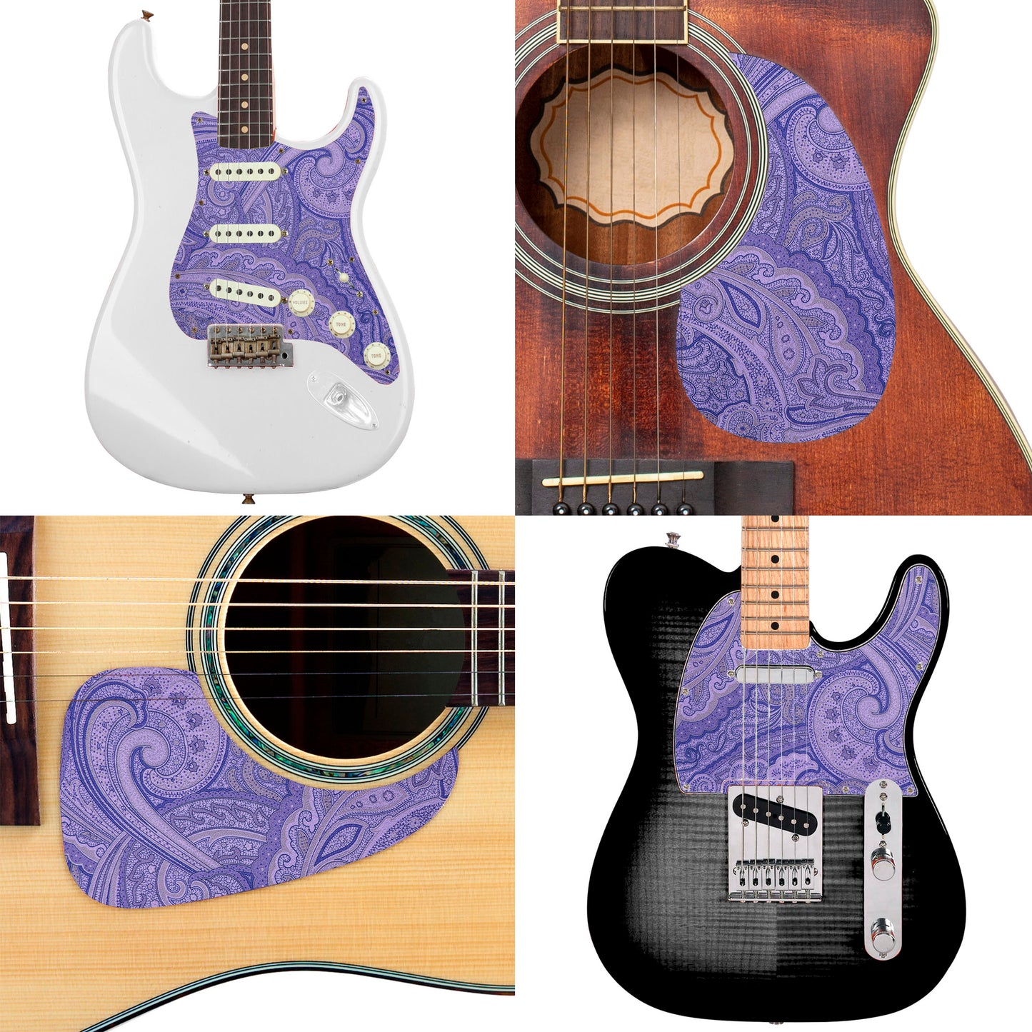 Guitar Custom PickGuard Sticker Skins. Customise your own existing Pickguard, Headstock, Tremolo Cover plate. The Paisleys PK08