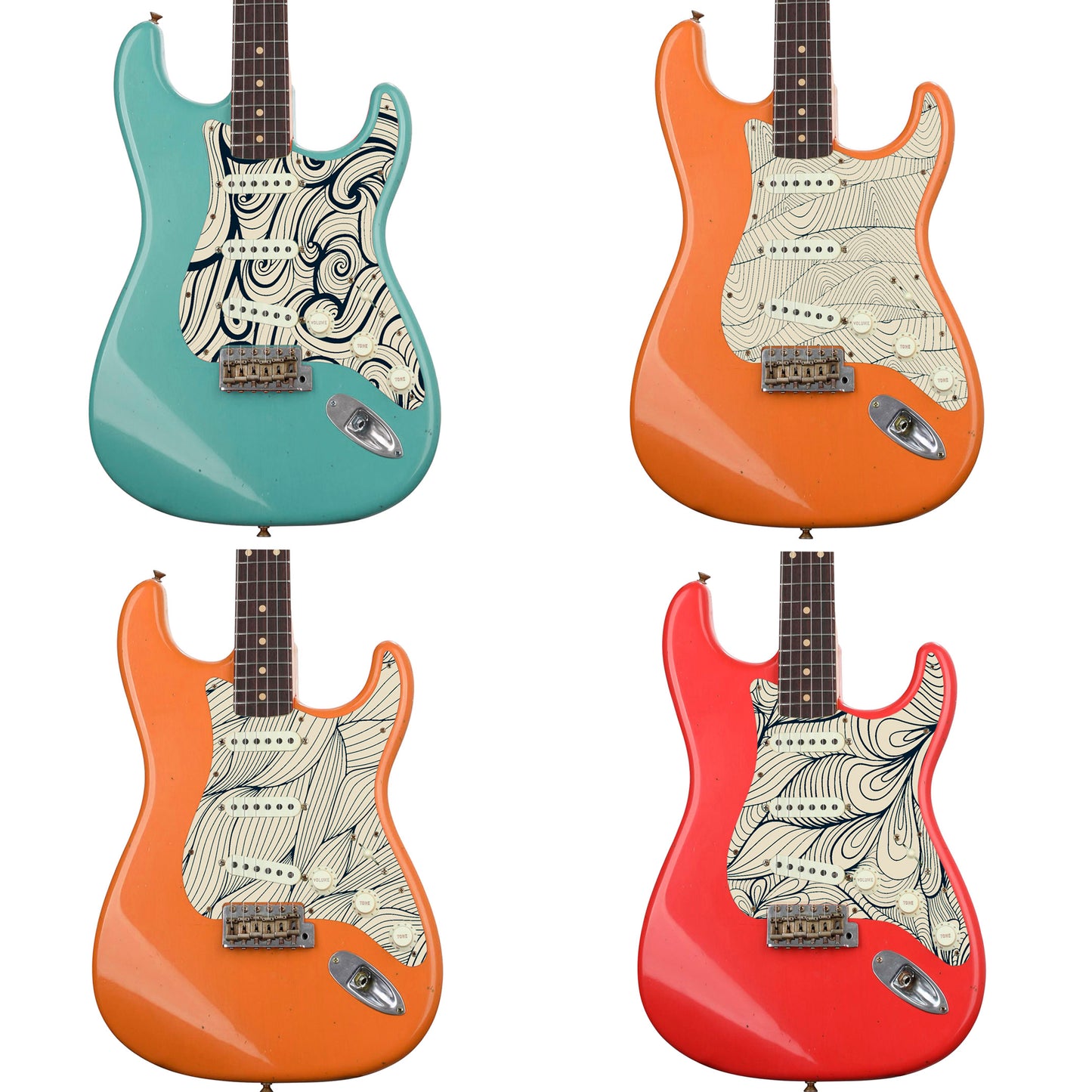 Guitar Custom PickGuard Sticker Skins. Customise your own existing Pickguard, Headstock, Tremolo Cover plate. 4 options, The Swirls