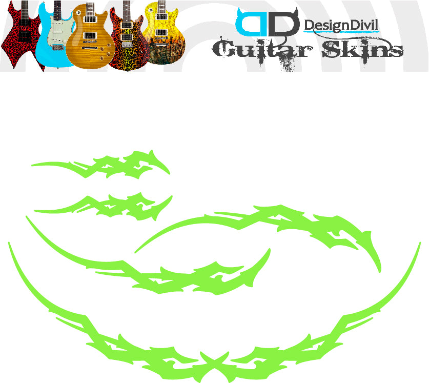 Quality Tribal Edge Guitar Vinyl Matte Decal Sticker. Colour Options Available.