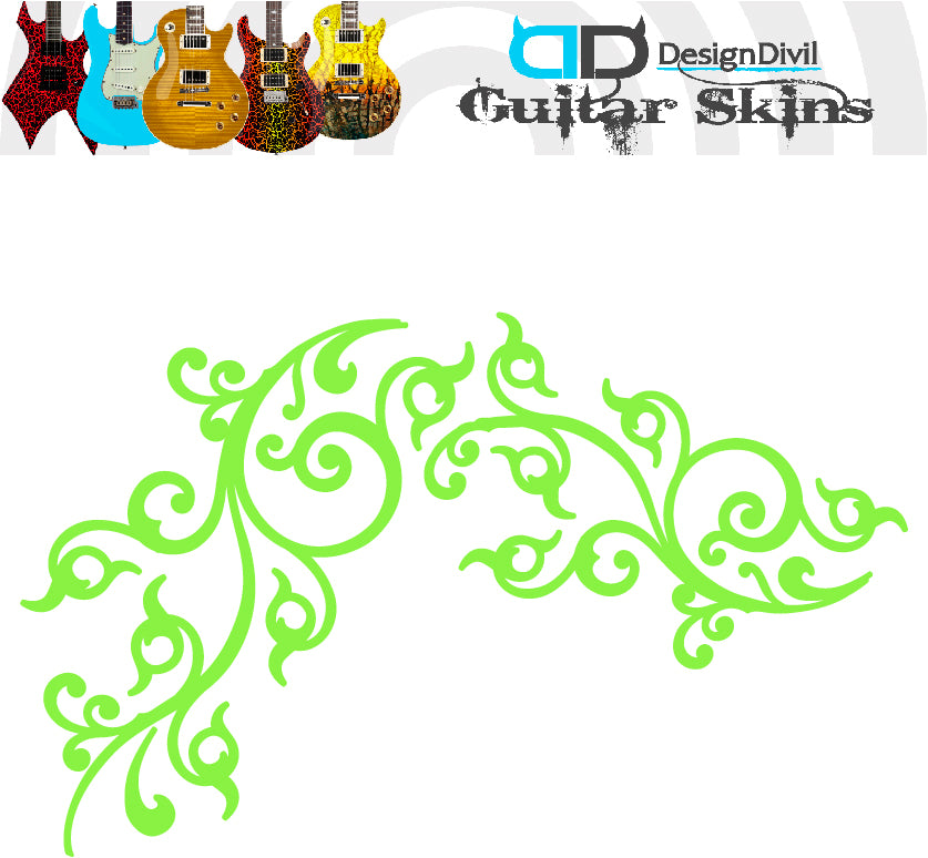 Pro Acoustic Floral Swirl. Guitar Vinyl Matte Decal Sticker.