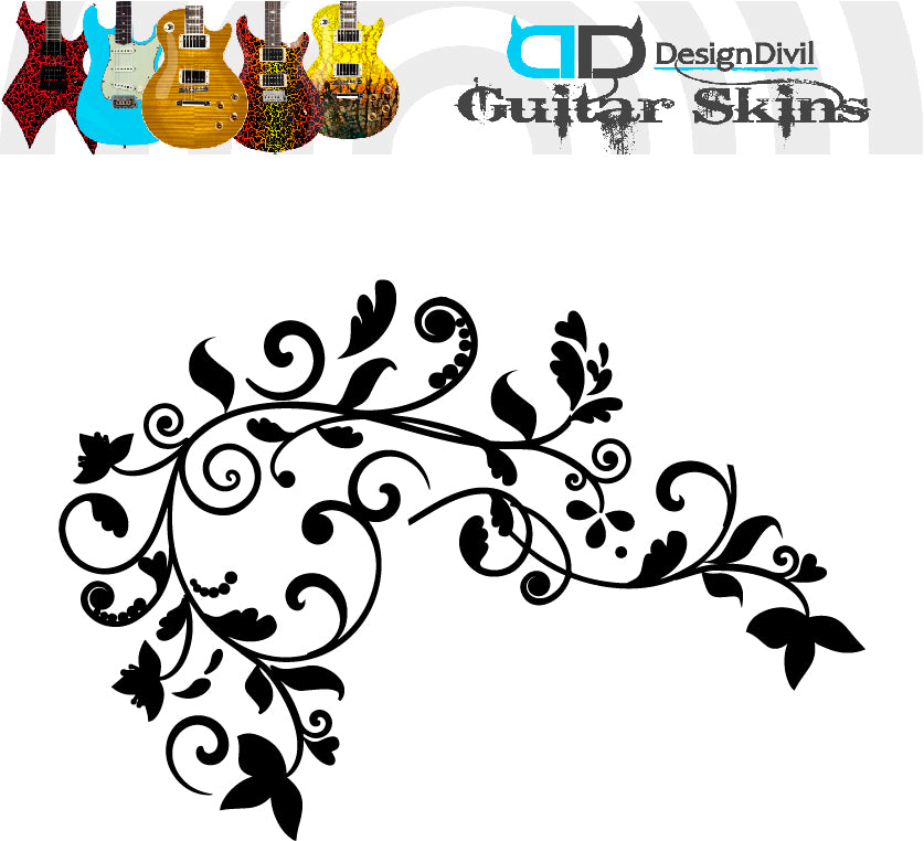 The Floral Swirl Guitar Vinyl Matte Decal Sticker.