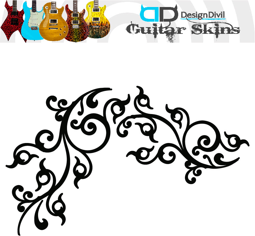 Pro Acoustic Floral Swirl. Guitar Vinyl Matte Decal Sticker.
