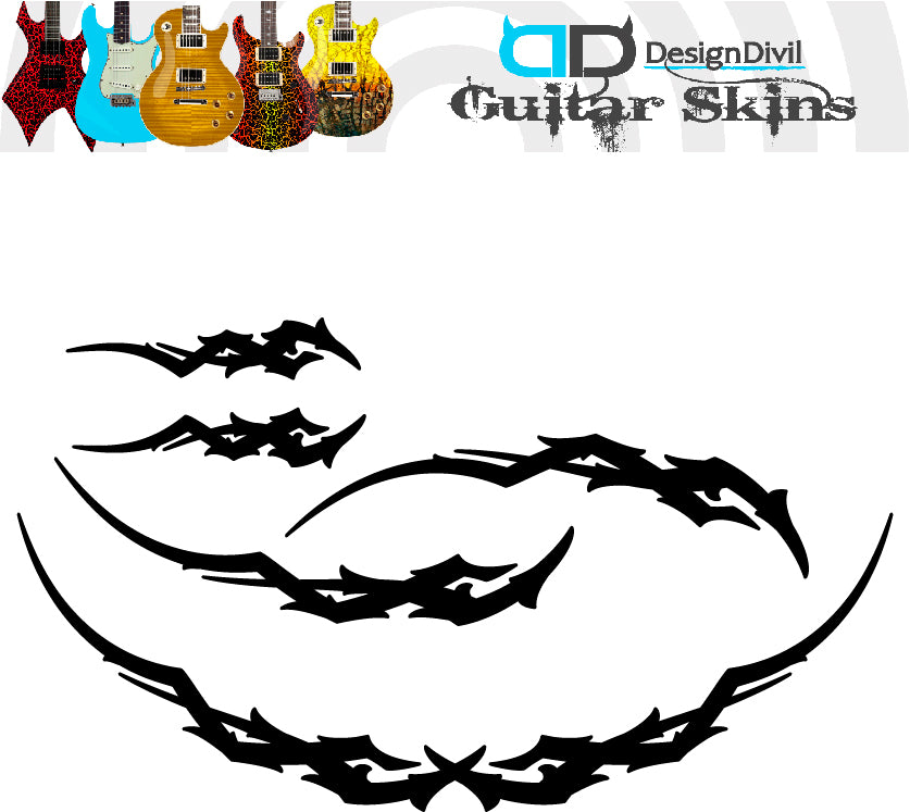Quality Tribal Edge Guitar Vinyl Matte Decal Sticker. Colour Options Available.