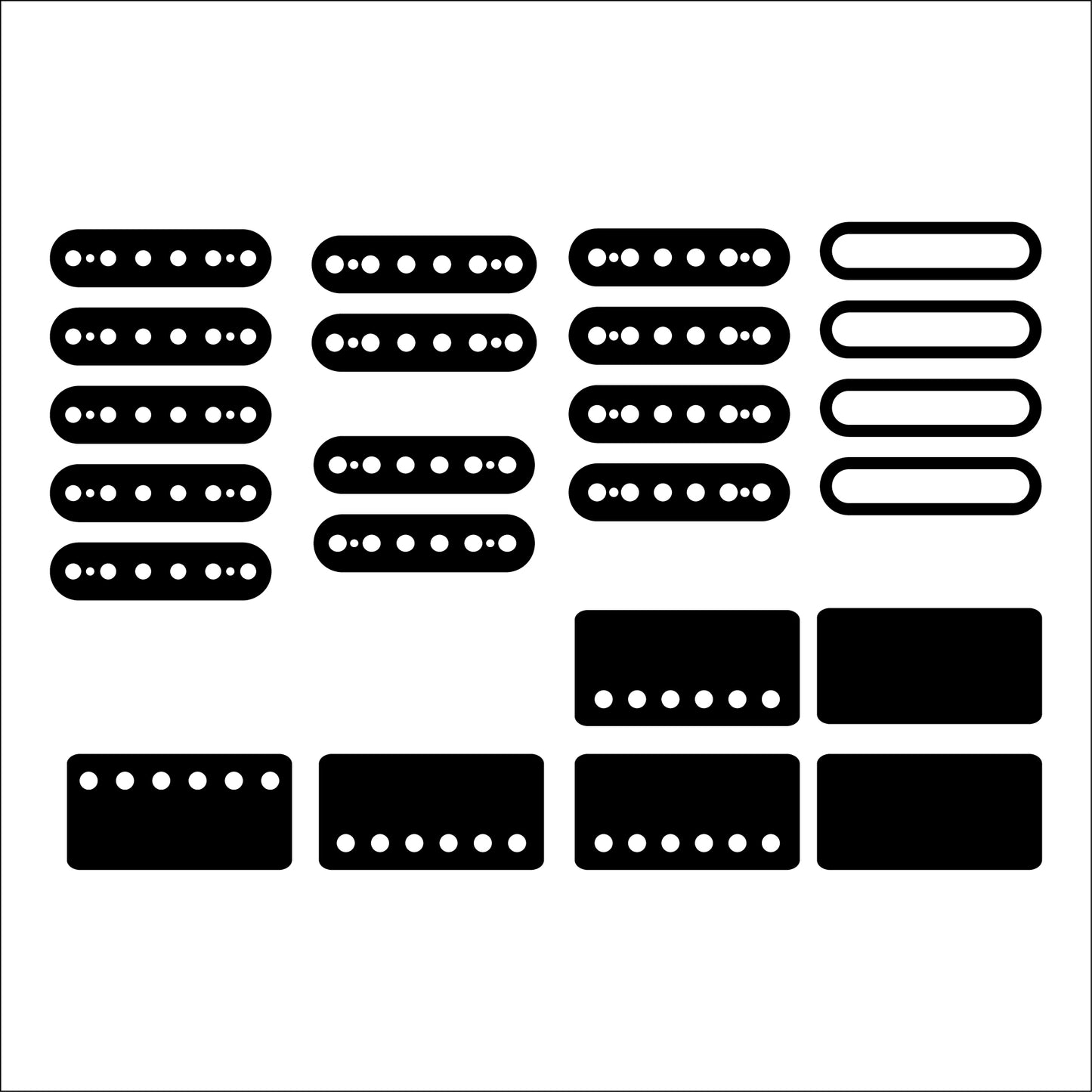 Guitar Pickup Inlay Decal Stickers. 7 different Pick up Sizes. 15 Colour Options.