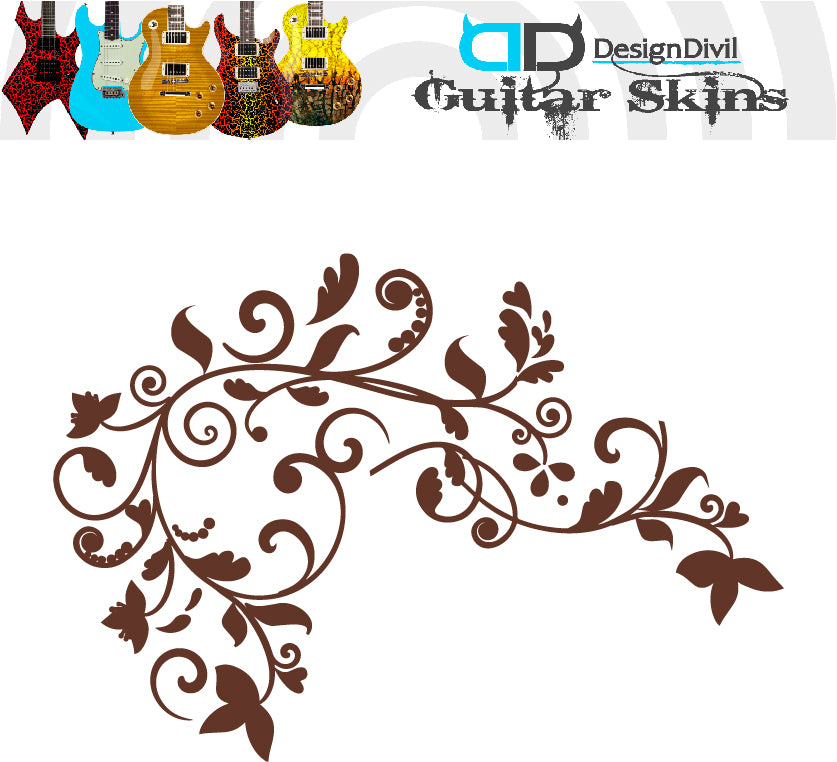 The Floral Swirl Guitar Vinyl Matte Decal Sticker.