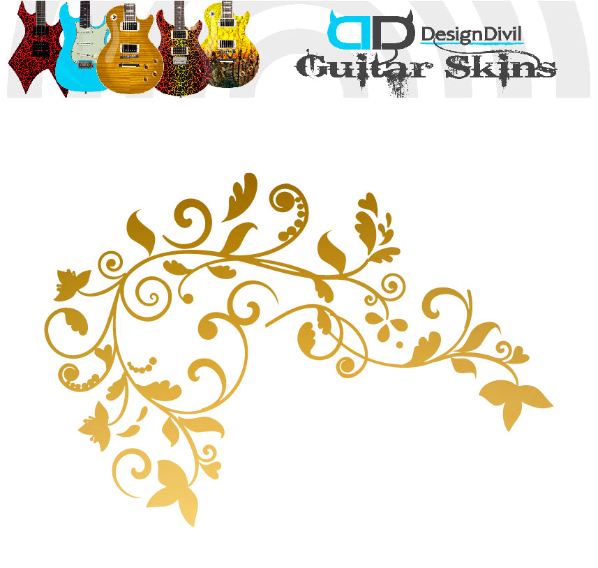 The Floral Swirl Guitar Vinyl Matte Decal Sticker.