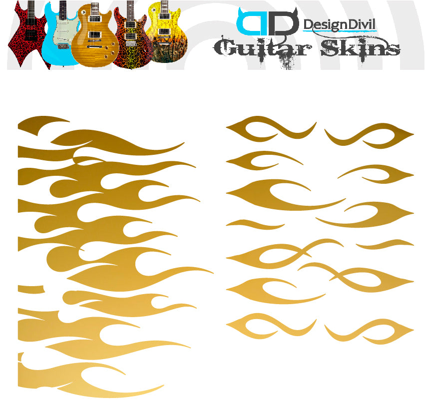 Custom Made Flames Decal Sticker Fits Guitars & Basses. Colour Options available