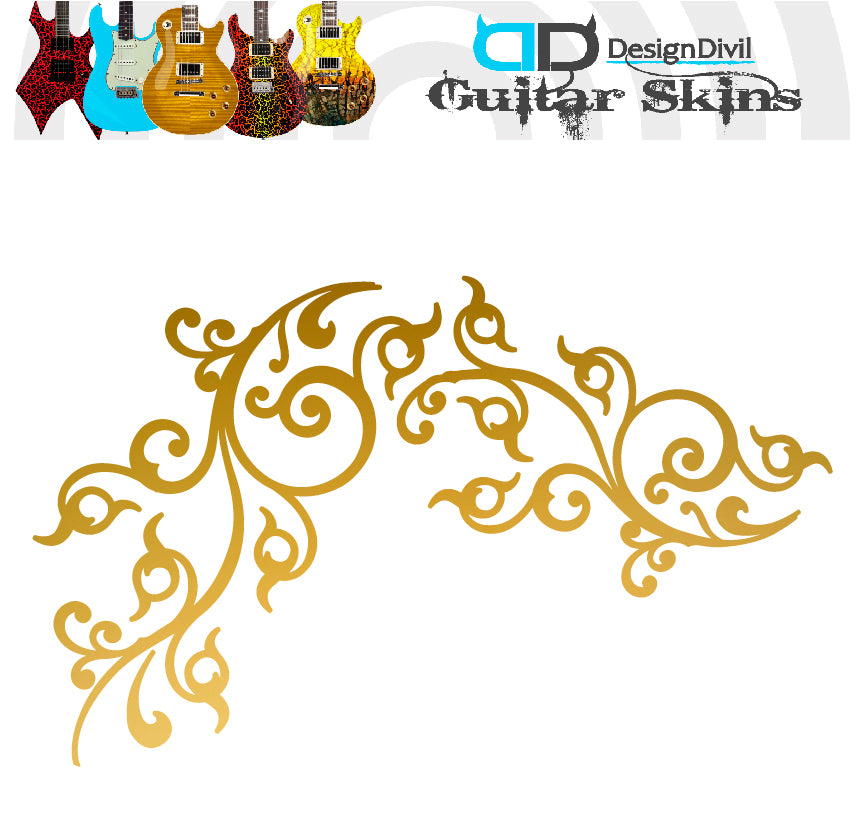 Pro Acoustic Floral Swirl. Guitar Vinyl Matte Decal Sticker.