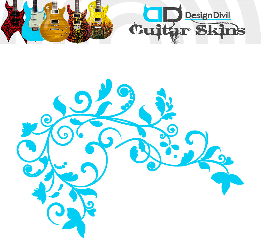 The Floral Swirl Guitar Vinyl Matte Decal Sticker.