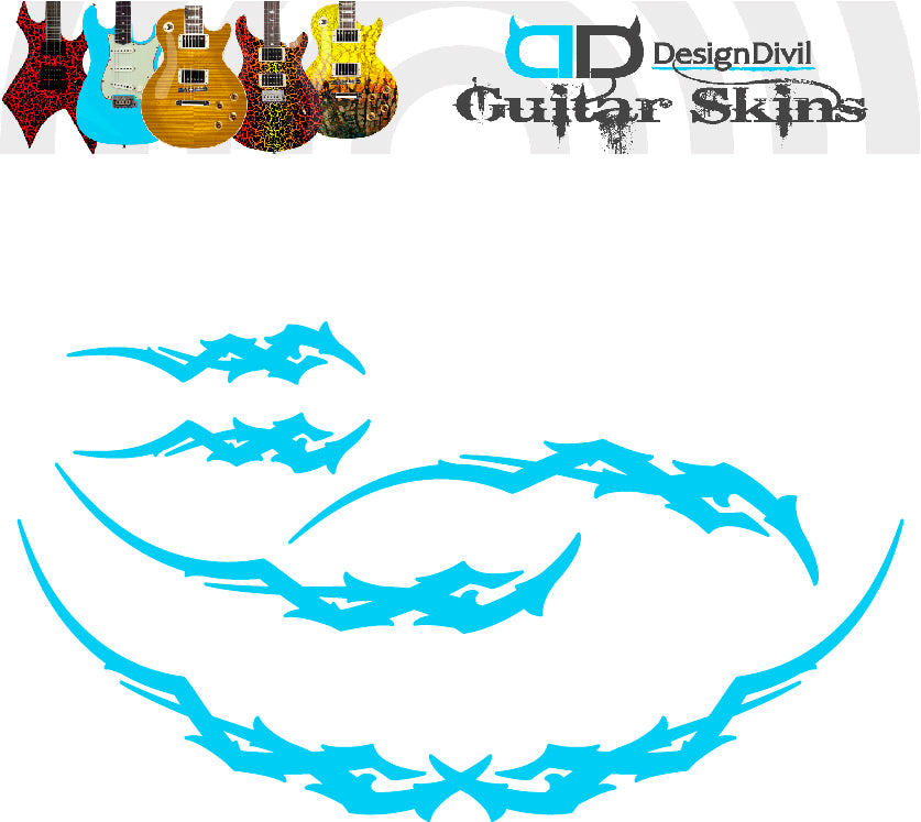 Quality Tribal Edge Guitar Vinyl Matte Decal Sticker. Colour Options Available.