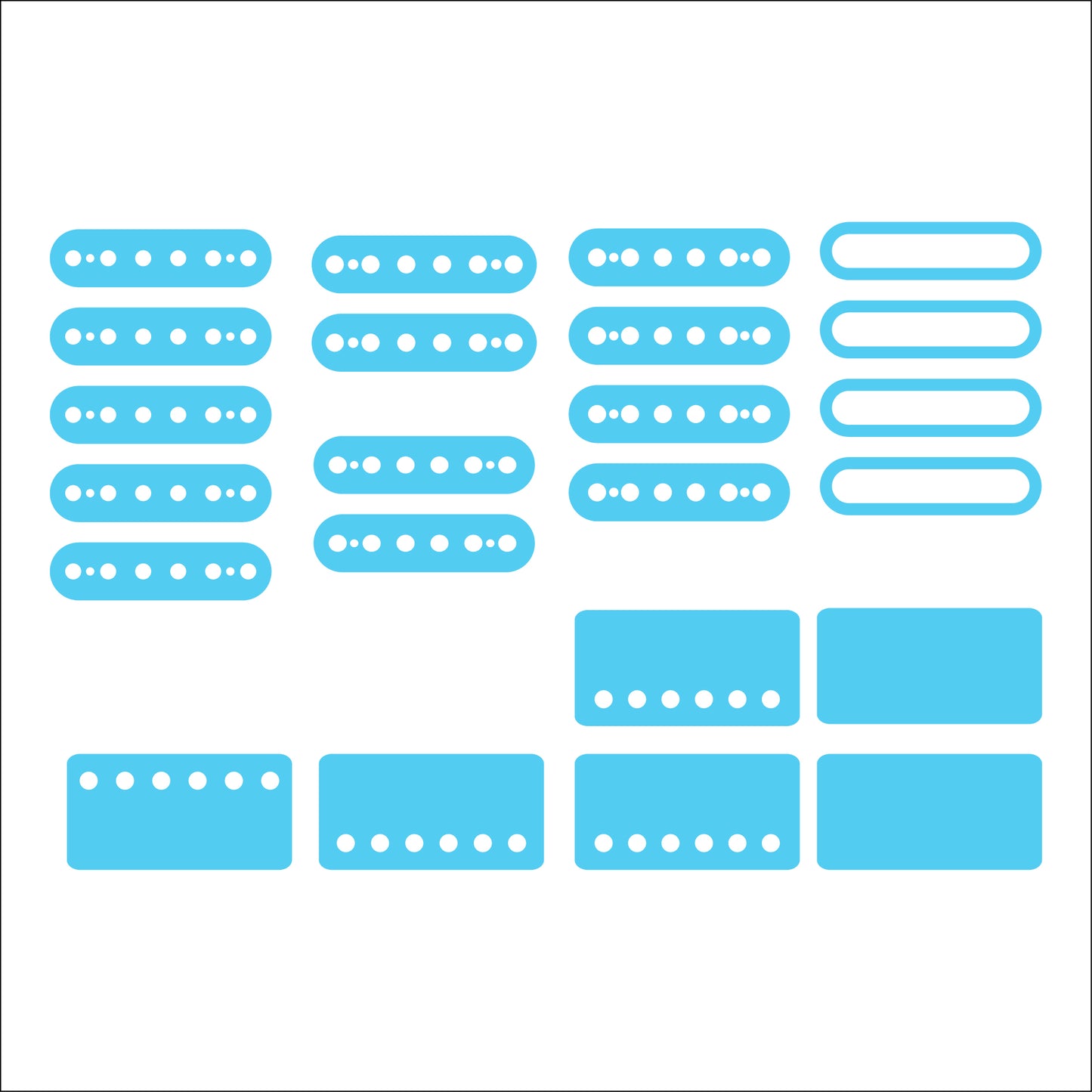 Guitar Pickup Inlay Decal Stickers. 7 different Pick up Sizes. 15 Colour Options.