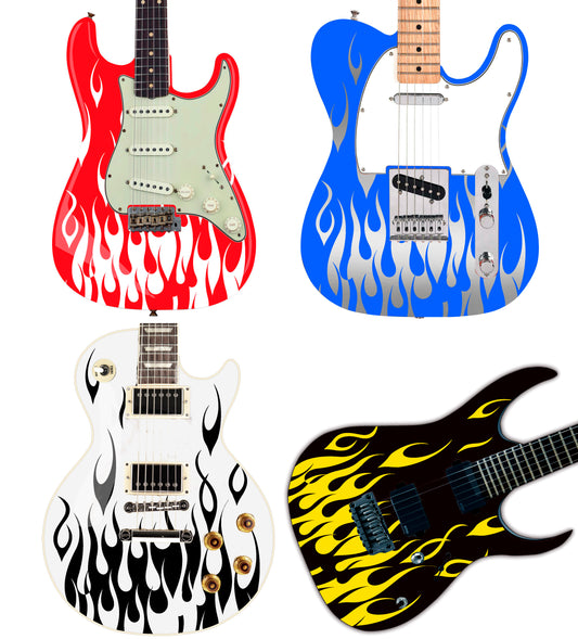 Custom Made Flames Decal Sticker Fits Guitars & Basses. Colour Options available