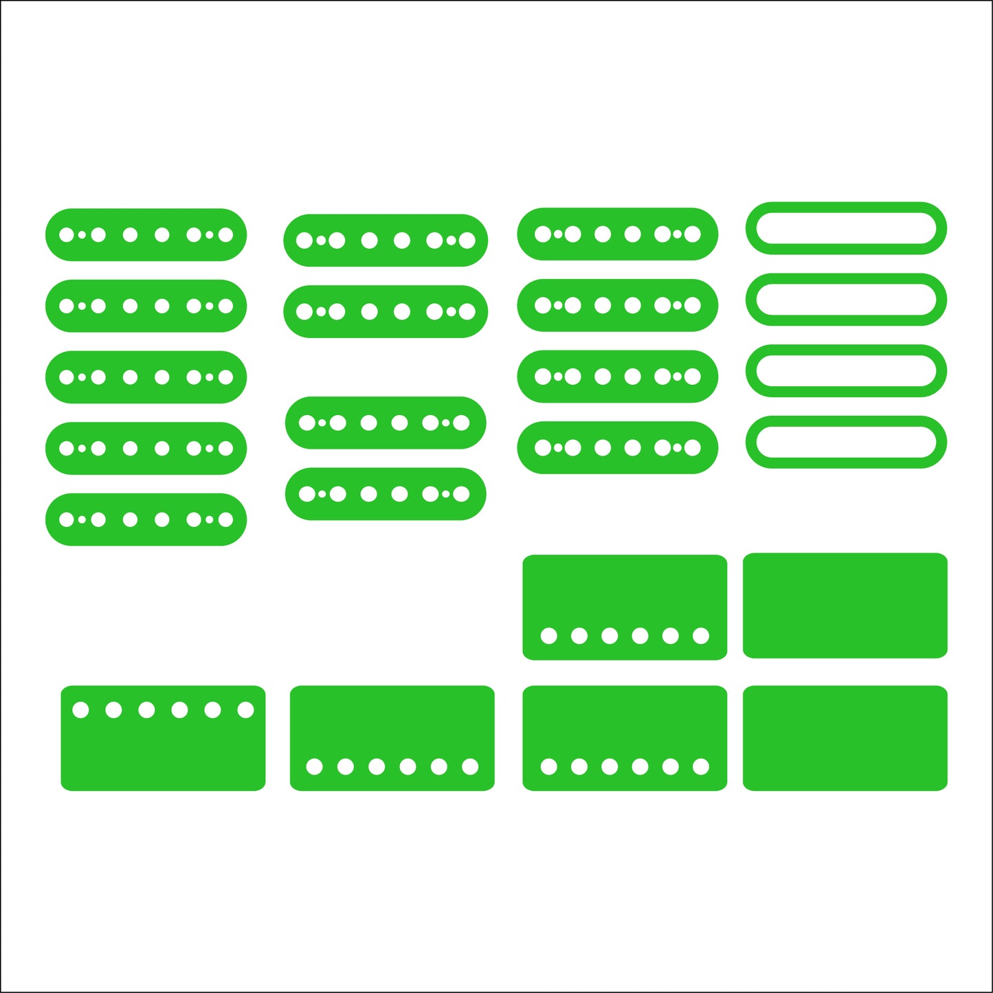 Guitar Pickup Inlay Decal Stickers. 7 different Pick up Sizes. 15 Colour Options.