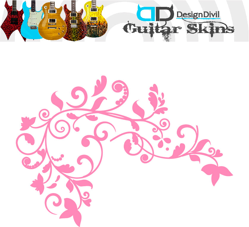 The Floral Swirl Guitar Vinyl Matte Decal Sticker.