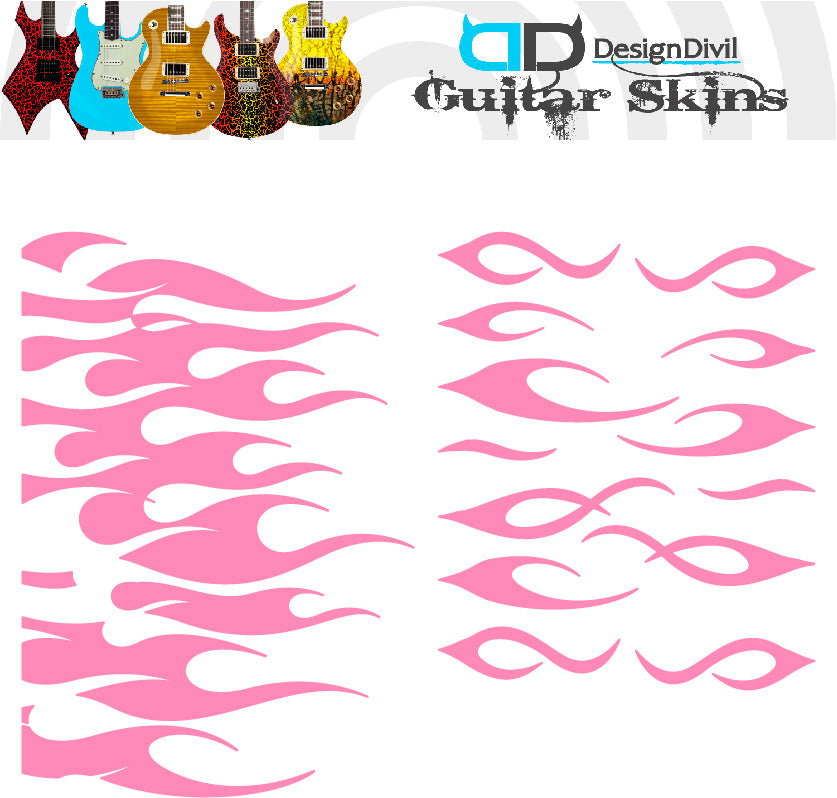 Custom Made Flames Decal Sticker Fits Guitars & Basses. Colour Options available