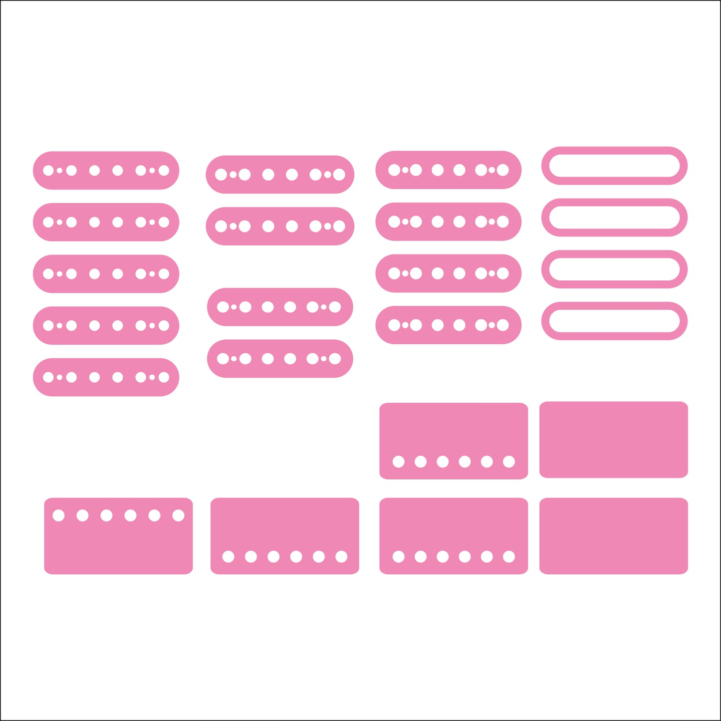 Guitar Pickup Inlay Decal Stickers. 7 different Pick up Sizes. 15 Colour Options.