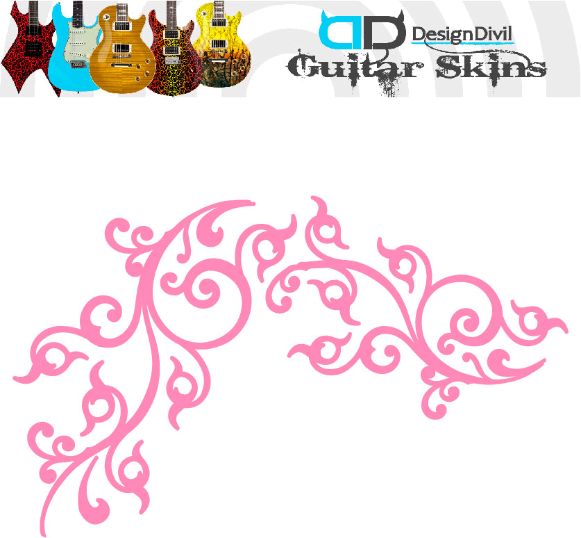 Pro Acoustic Floral Swirl. Guitar Vinyl Matte Decal Sticker.