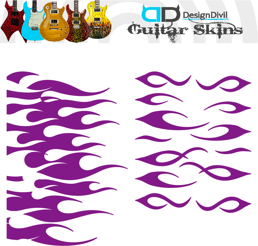 Custom Made Flames Decal Sticker Fits Guitars & Basses. Colour Options available