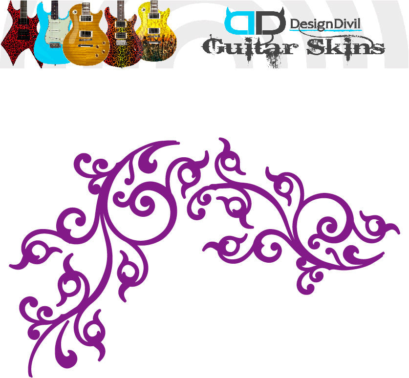 Pro Acoustic Floral Swirl. Guitar Vinyl Matte Decal Sticker.