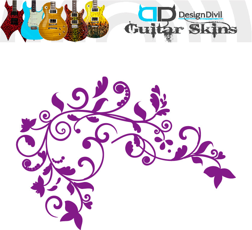 The Floral Swirl Guitar Vinyl Matte Decal Sticker.
