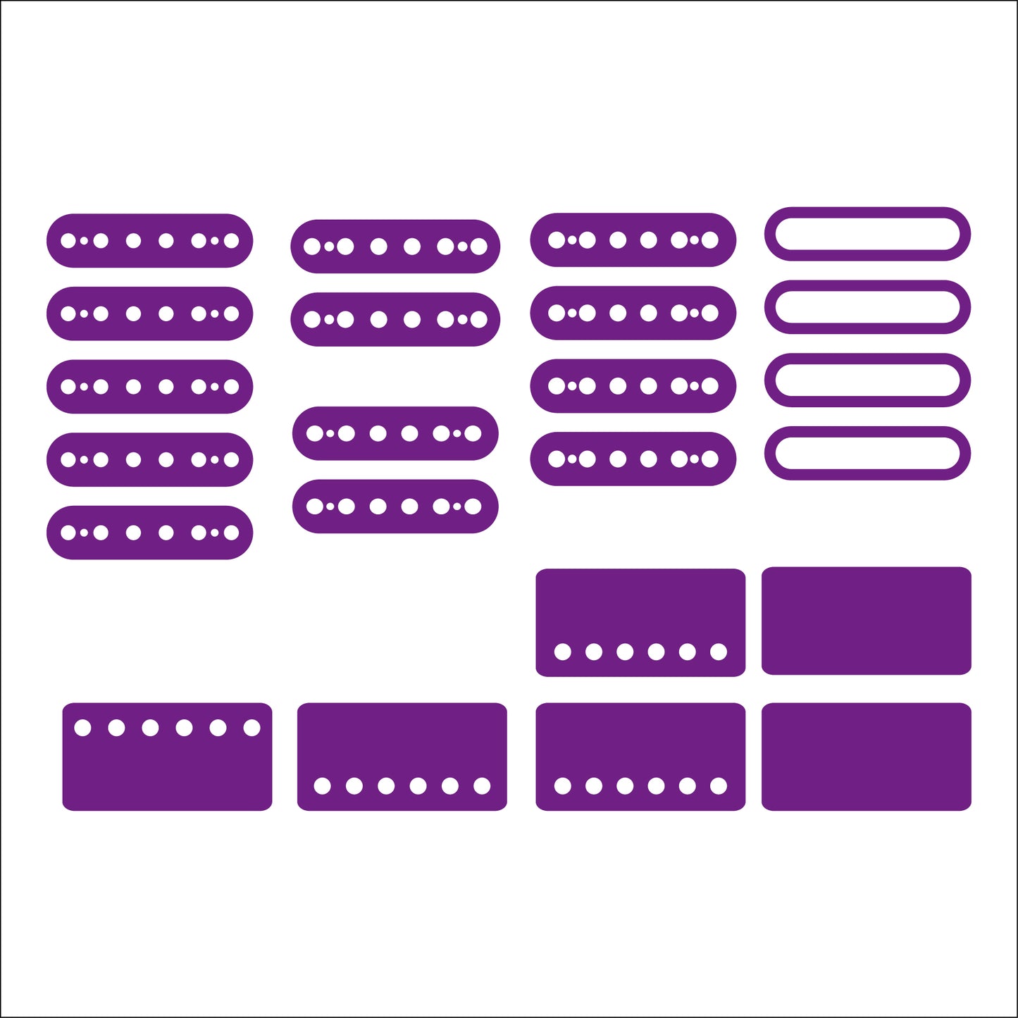Guitar Pickup Inlay Decal Stickers. 7 different Pick up Sizes. 15 Colour Options.