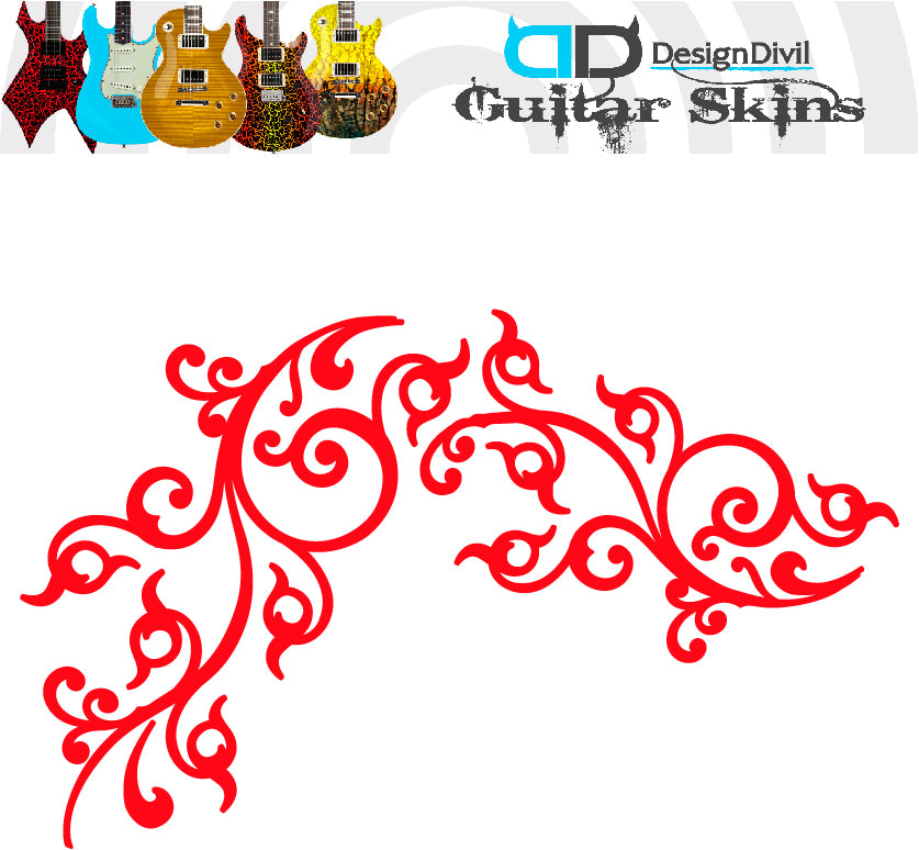Pro Acoustic Floral Swirl. Guitar Vinyl Matte Decal Sticker.
