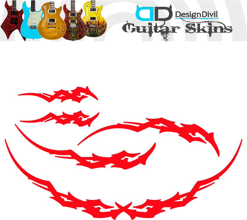 Quality Tribal Edge Guitar Vinyl Matte Decal Sticker. Colour Options Available.