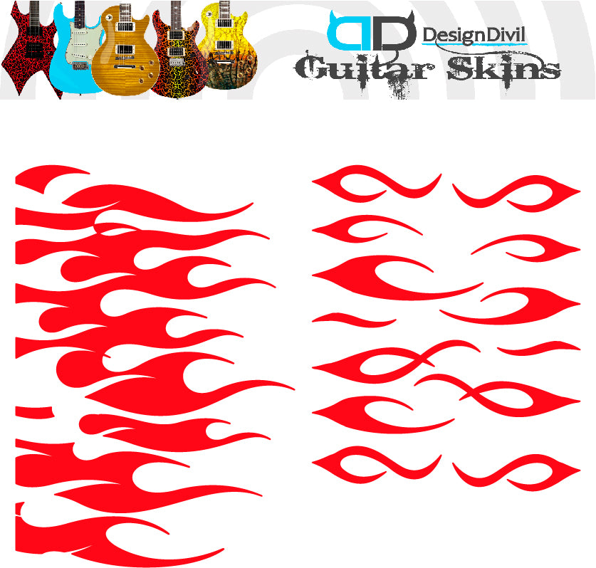 Custom Made Flames Decal Sticker Fits Guitars & Basses. Colour Options available