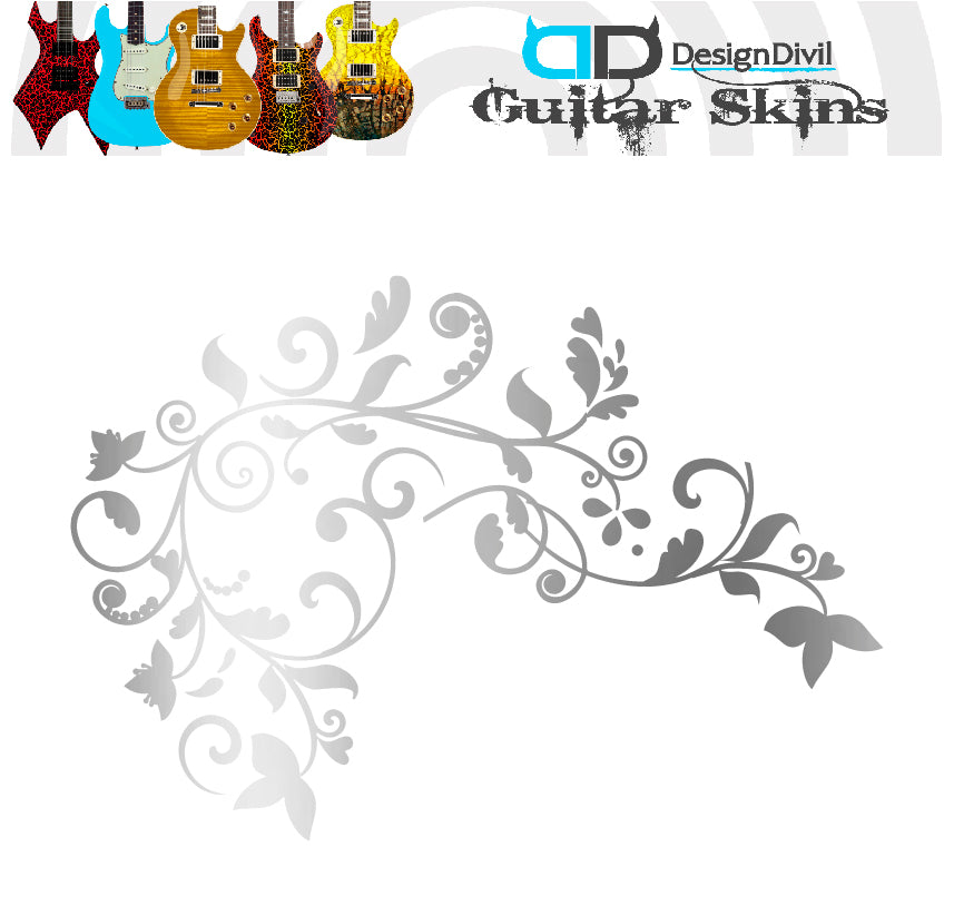 The Floral Swirl Guitar Vinyl Matte Decal Sticker.