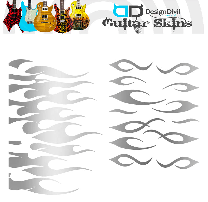Custom Made Flames Decal Sticker Fits Guitars & Basses. Colour Options available