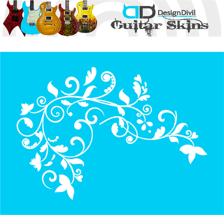 The Floral Swirl Guitar Vinyl Matte Decal Sticker.