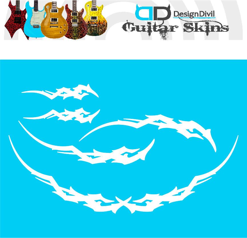 Quality Tribal Edge Guitar Vinyl Matte Decal Sticker. Colour Options Available.