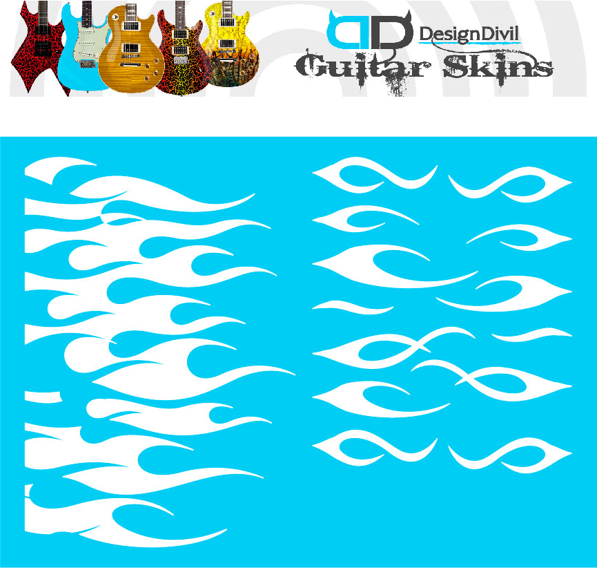 Custom Made Flames Decal Sticker Fits Guitars & Basses. Colour Options available