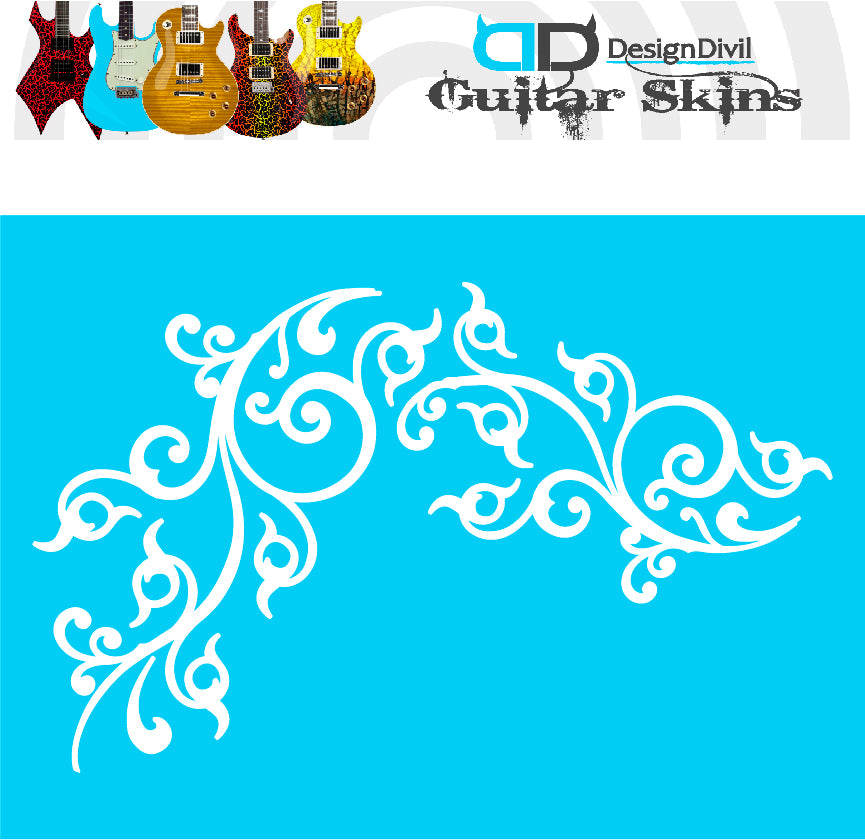 Pro Acoustic Floral Swirl. Guitar Vinyl Matte Decal Sticker.