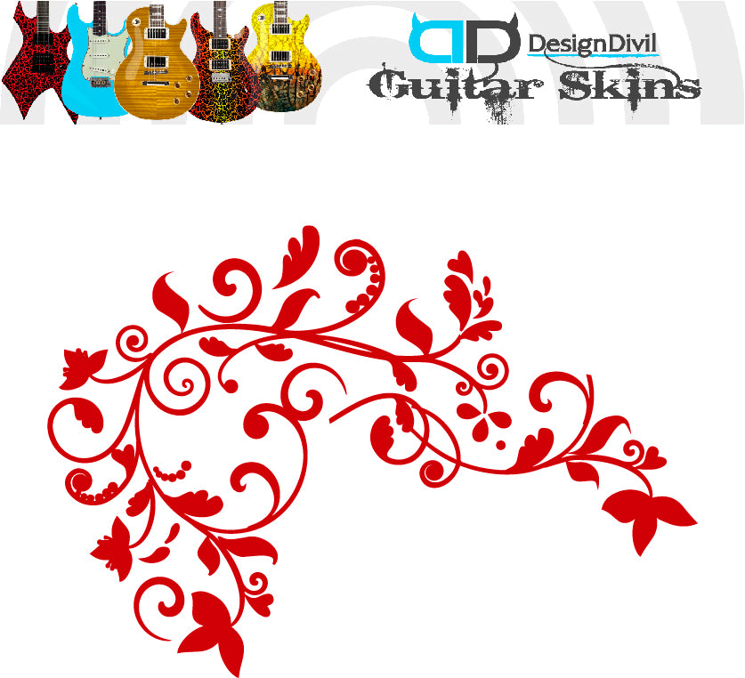 The Floral Swirl Guitar Vinyl Matte Decal Sticker.
