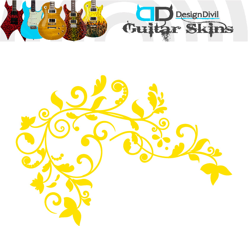 The Floral Swirl Guitar Vinyl Matte Decal Sticker.