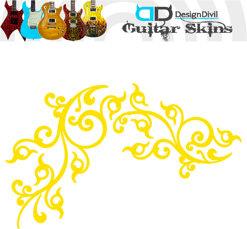 Pro Acoustic Floral Swirl. Guitar Vinyl Matte Decal Sticker.