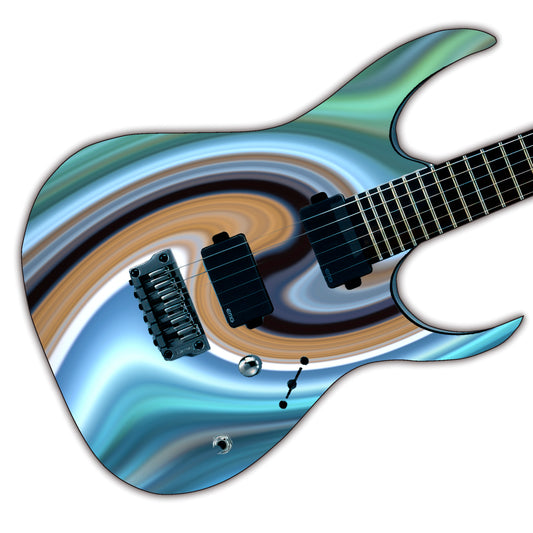 Custom Guitar Skin Wrap Laminated Air Lease Printed Decal Vinyl. Blue Wave GS03