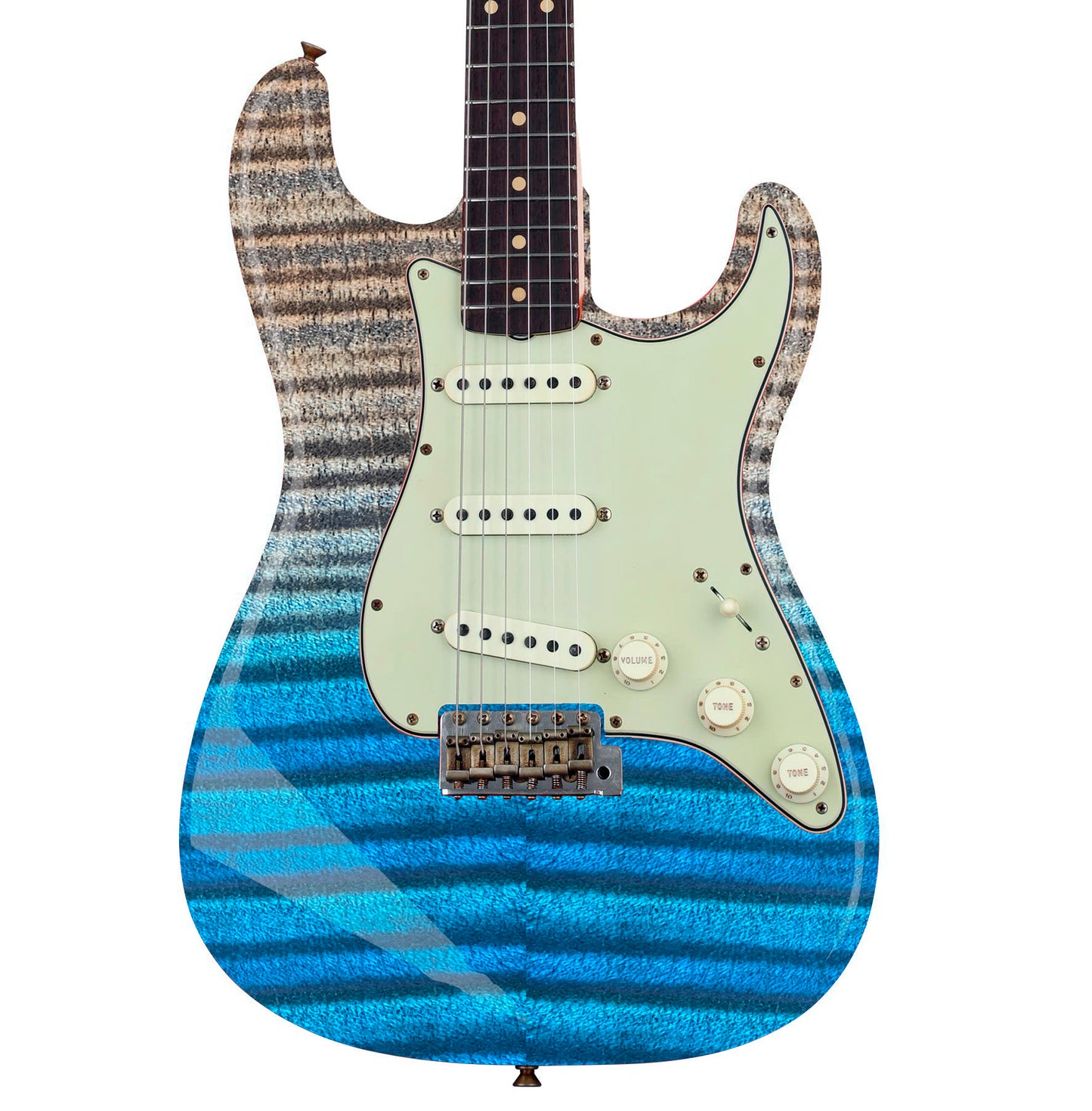 Modern Guitar Skin Vinyl Wrap Decal Sticker Flamed Maple Blue Ocean GS101